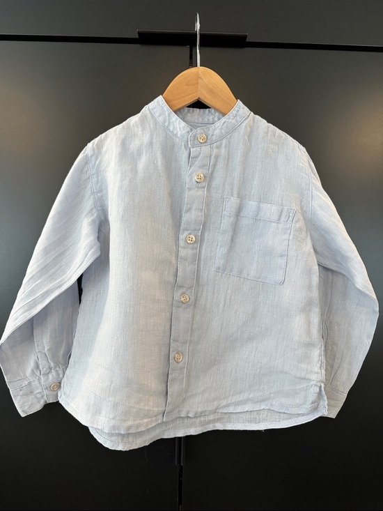 Zara Other - Zara Light Blue Linen Band-Collar Button-Down Shirt